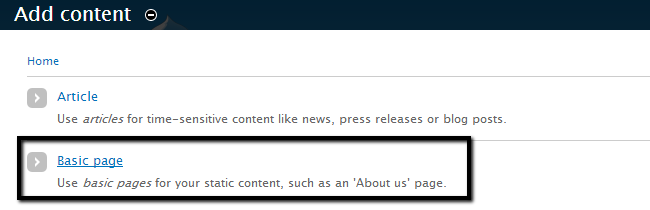 Add a basic page in Drupal