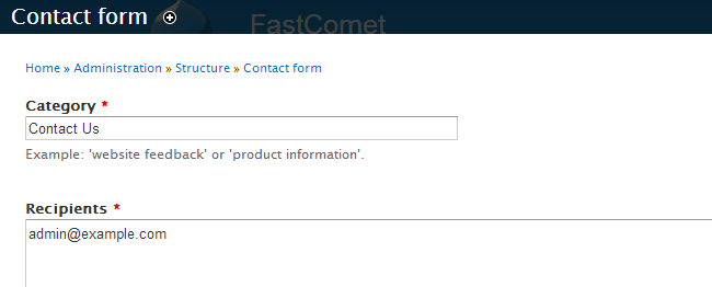 Edit contact us form options in Drupal