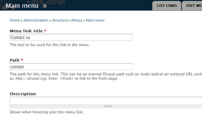 Edit menu link options in Drupal