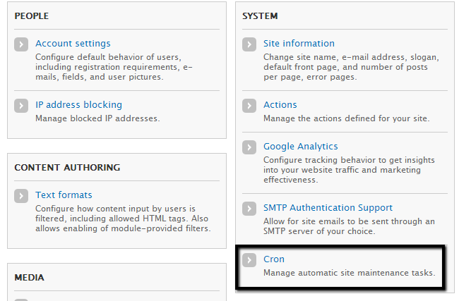 Access the Cron feature of Drupal