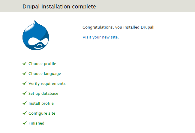 Installation of Drupal is successfully completed