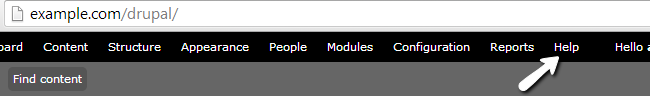Access Help menu item in Drupal