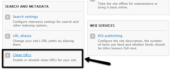 Access Clean URLs option in Drupal