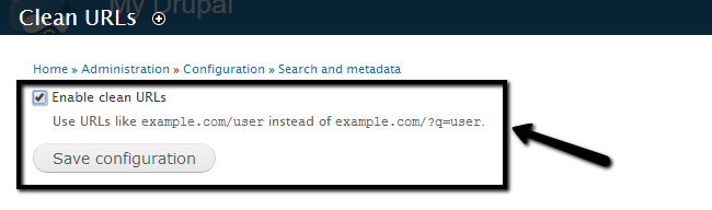 Enable clean URLs in Drupal