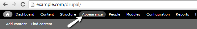 Access Appearance menu in Drupal