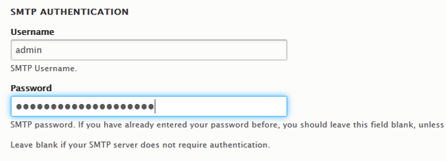 Filling the SMTP Authentication fields