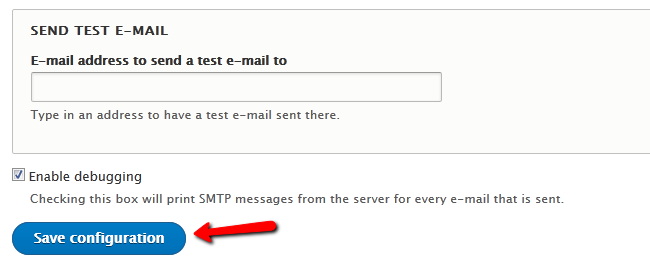 Sending a test email and completing the setup of SMTP
