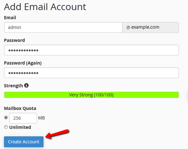 Creating a new Email Account