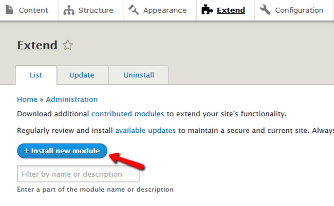 Installing a new module in Drupal 8