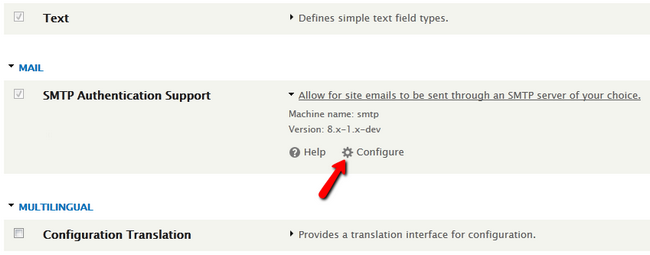 Configuring the SMTP module