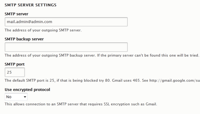 Configuring the SMTP Server Settings