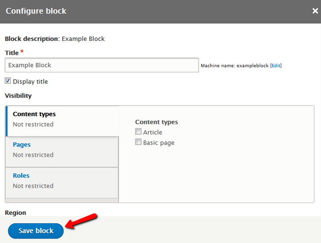 Configuring the Block's Title and Visability Settings