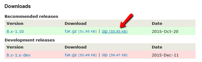 Downloading the desired Module Version archive