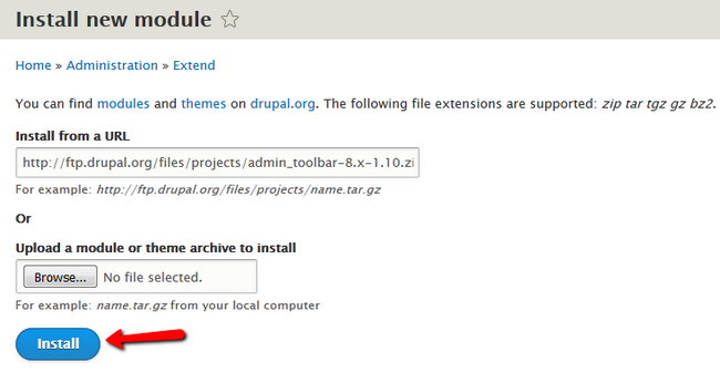 Installing a new Module in Drupal 8