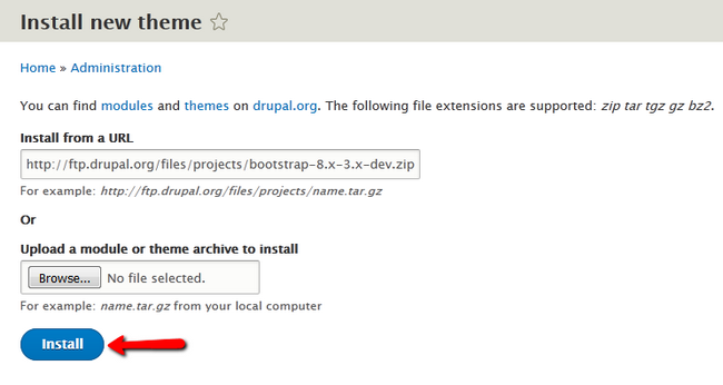 Installing a new Theme in Drupal