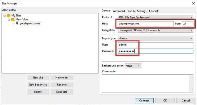 Enter Your FTP Hostname