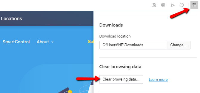 Navigate to the Clear Browsing Data tab in Opera