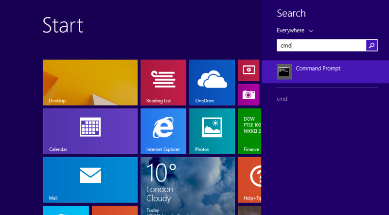 Access Command Prompt in Windows 8