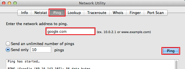 ping in macos