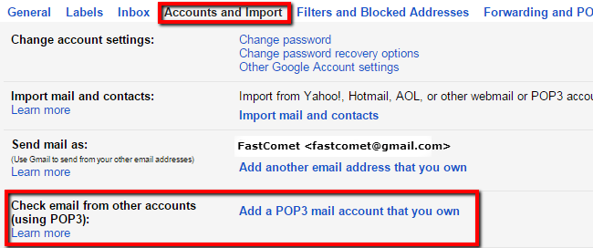 Configuring Accounts and Import in Gmail
