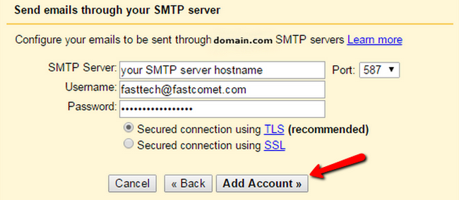 Configuring the SMTP settings
