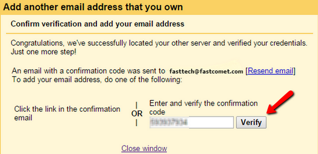 Verifying theconfirmation code