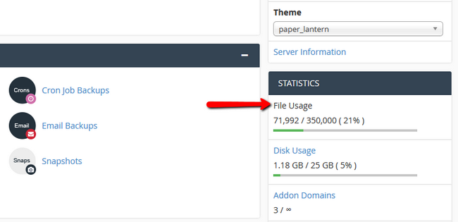 Inode Count viewed in cPanel