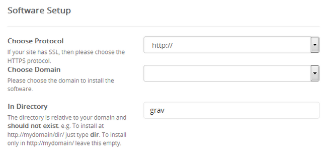 Configuring the Software setup for Grav