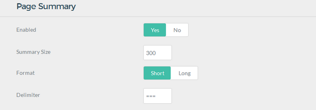 Configuring the Page Summary settings in Grav