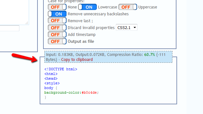 minify css gtmetrix