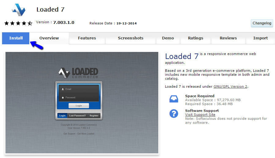 Install Loaded Commerce via Softaculous