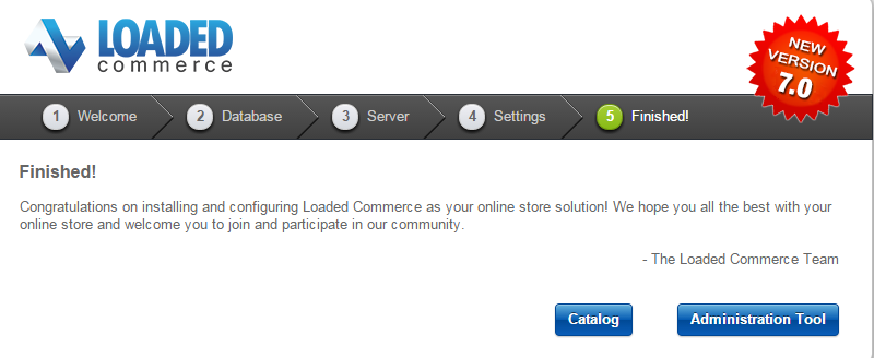 Loaded Commerce successful installation