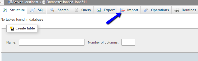 Access import feature in phpMyAdmin