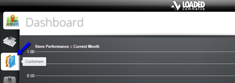 Access Customers tab in Loaded Commerce