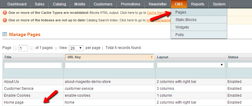 Magento Pages