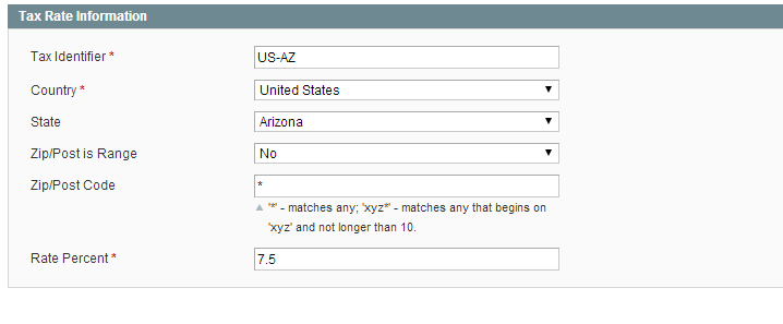 Magento Tax Rate Information