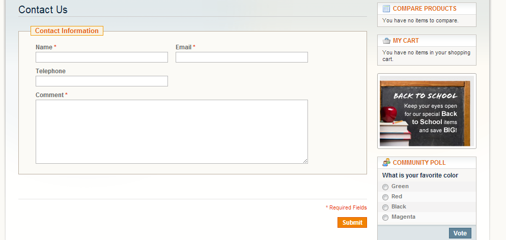 magento contact us form