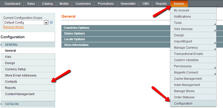 Configure Magento Contacts