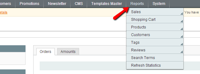 Magento Reports Dashboard