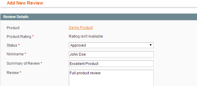 Magento review details