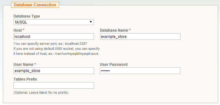 Configure Magento Database Settings