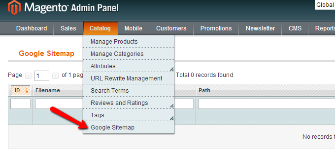 Magento google sitemap