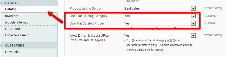 Magento flat catalog