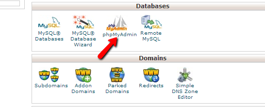 magento cpanel phpmyadmin icon