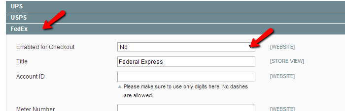 Magento FedEx configuration