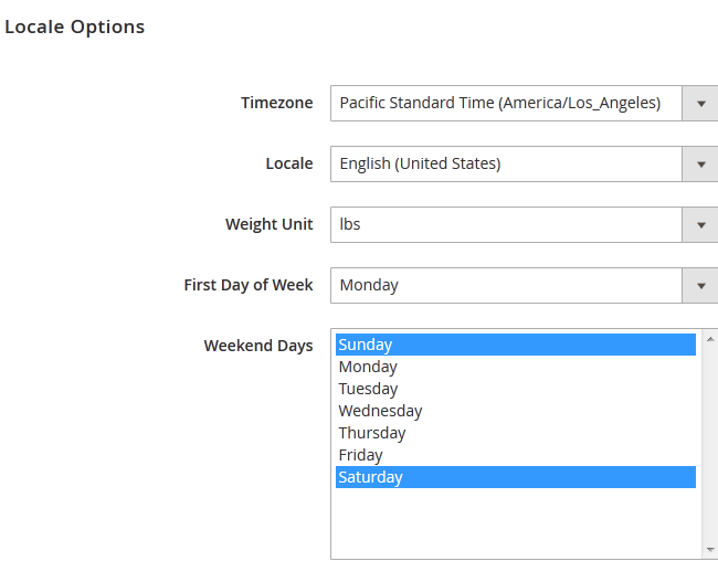 Configuring the Locale Options in Magento 2