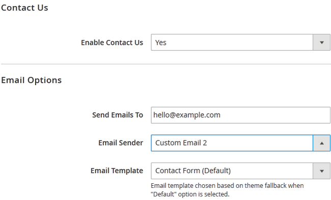 Configuring the Contact Us page in Magento 2