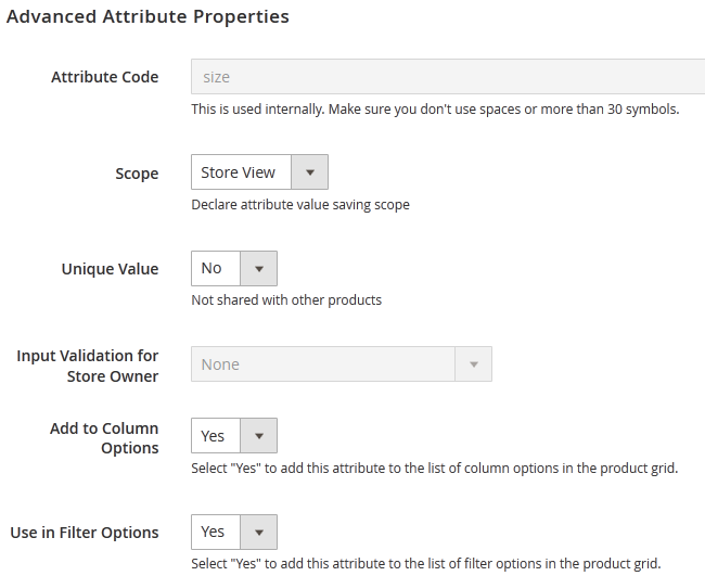 Configuring the Advanced Attribute Properties