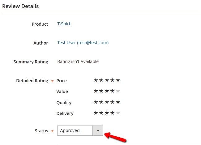 Approving a User Review in Magento 2