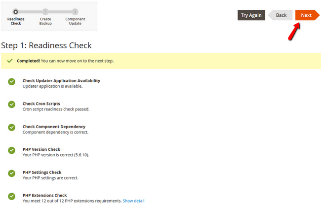 Successfully completing a Readiness Check